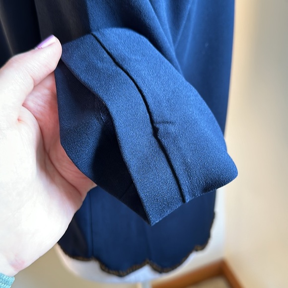 Blue Rain - Navy Beaded Scalloped Blouse - Picture 11 of 13